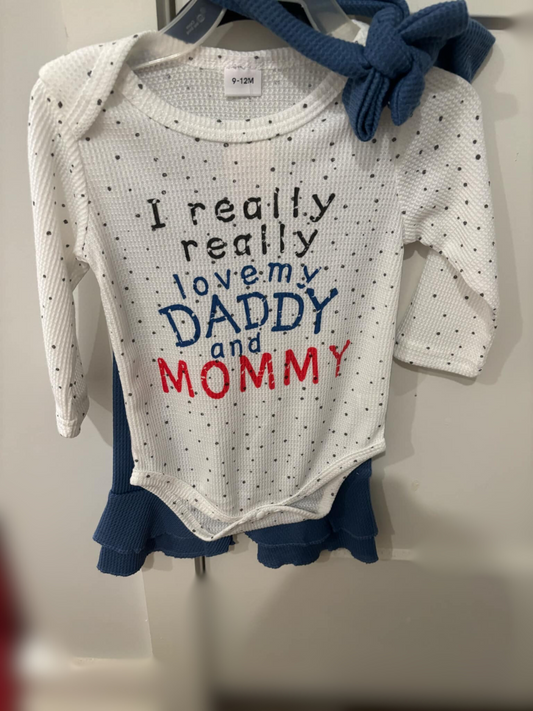 Love My Mommy & Daddy Ruffle Set